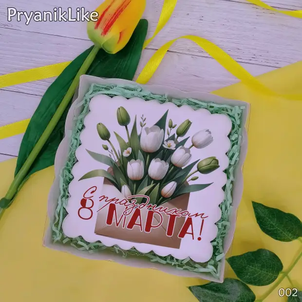 Пряник квадратный (цветы) (10-10 см.)